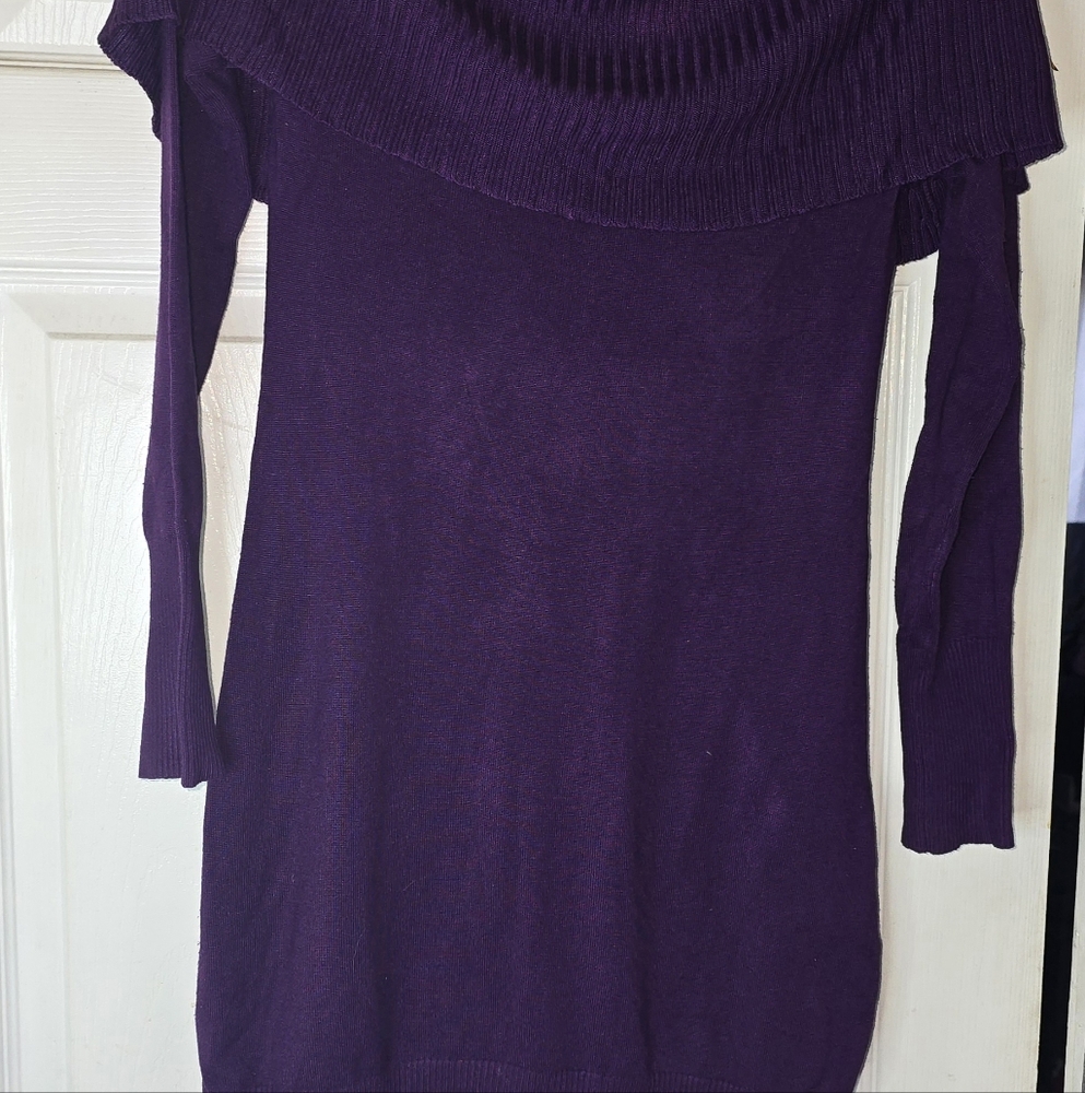 Sweater Project Purple Off-the-Shoulder Sweater